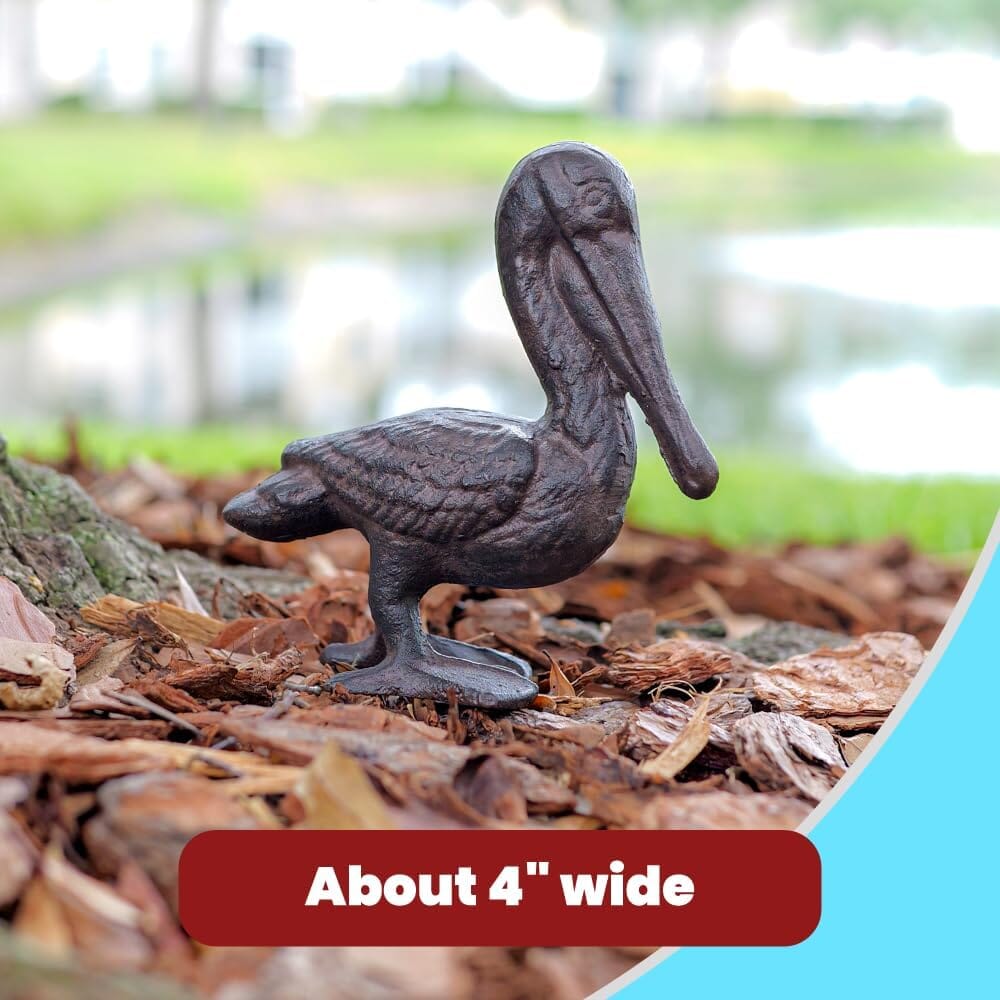 Cast Iron Pelican Decorative Door Stopper and Paperweight - Heavy Duty Door Bumper for Bottom of Door Weighing 2 lbs 3 oz Measuring 6.5'' by 6.5'' - Cute and Functional Door Stopper Door Stops Carver's Olde Iron 