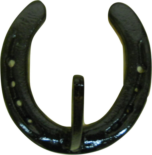 Black Gloss Western Single Horseshoe Hook for the Wall w/token Horseshoe Hook Carver's Olde Iron 