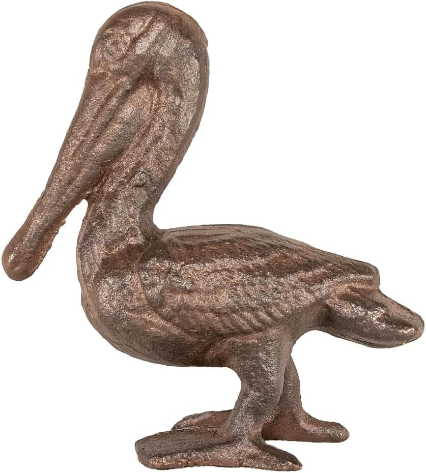 Cast Iron Pelican Decorative Door Stopper and Paperweight - Heavy Duty Door Bumper for Bottom of Door Weighing 2 lbs 3 oz Measuring 6.5'' by 6.5'' - Cute and Functional Door Stopper Door Stops Carver's Olde Iron 