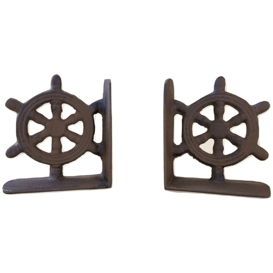 Ships Wheel Bookends Cast Iron Helm Book Ends Carvers Olde Iron 